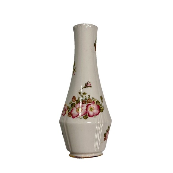 VINTAGE Royal Grafton Bud Vase Wild Rose Porcelain Fine Bone China Gilded Rim - Picture 2 of 10